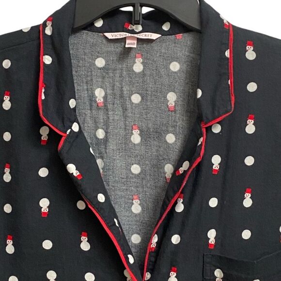 Victoria's Secret Snowman Pajama Top Women's Size M Black White Red Coquette - Picture 3 of 12